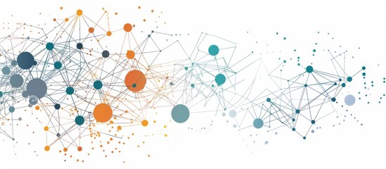 A social network graph with interconnected nodes and user icons, representing the concept of human connections in digital networks on white background