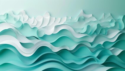 Fototapeta premium Abstract background with light teal and white triangles, white triangle in the middle of the composition, geometric design, vector illustration, flat design, simple shapes