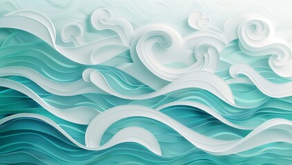 Abstract background with light teal and white triangles, white triangle in the middle of the composition, geometric design, vector illustration, flat design, simple shapes