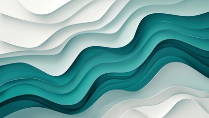 Fototapeta premium Abstract background with light teal and white triangles, white triangle in the middle of the composition, geometric design, vector illustration, flat design, simple shapes