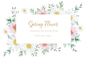 Hand drawn watercolor daisy flower background design 