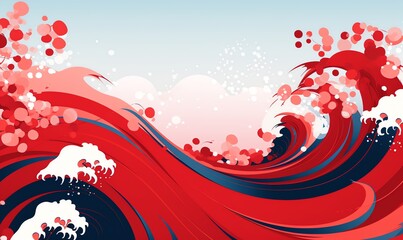 Abstract Red and White Wave Design