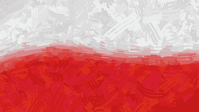 Vector flag of Poland. Textured stylish Polish flag. Stylized background with paint strokes	