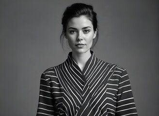 Fashion Portrait with Striped Jacket and Model