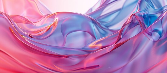 Abstract pink and blue background with glass wavy lines, light red gradient with soft edges in the style of a digital art, ethereal pastel colors with high resolution