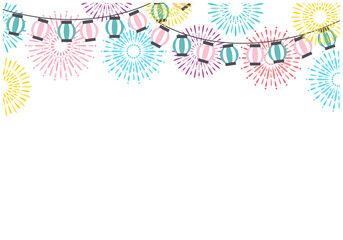 おしゃれな夏祭りの花火フレーム背景12