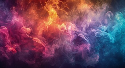 Obraz premium Abstract Blue, Pink, and Orange Smoke Swirling