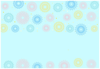 おしゃれな夏祭りの花火フレーム背景10水色