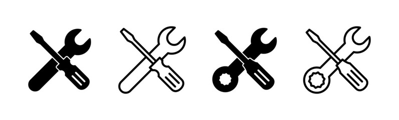 Repair tools icon set. tool icon vector. setting icon vector. Wrench and screwdriver. support, Service