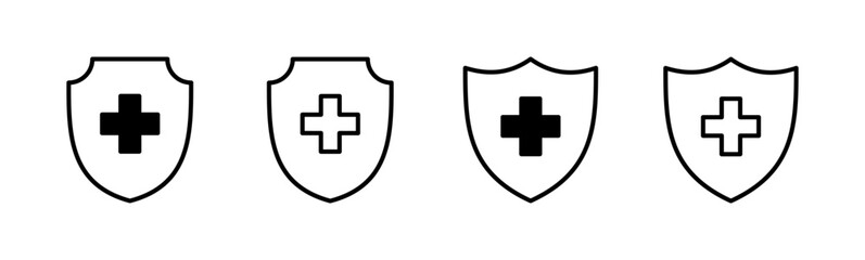 Health insurance icon set. Insurance health document icon