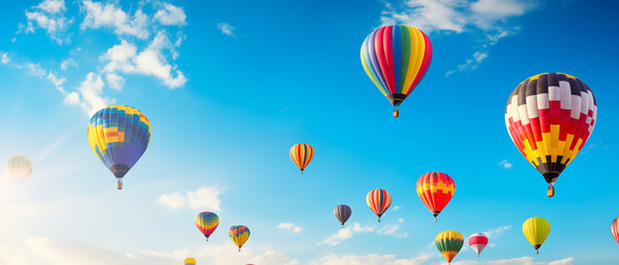 Fototapeta premium Colorful Balloon Festival in Clear Blue Sky