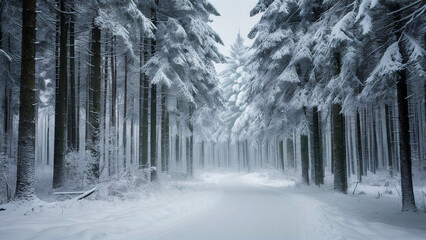 Snow Covered Forest in Winter