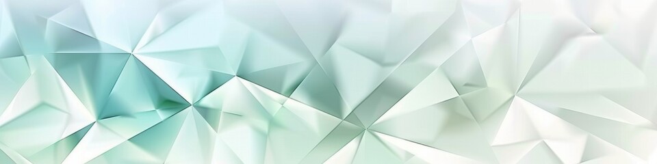 Obraz premium Light blue and white background with light green triangles, geometric shapes, flat design, vector graphics, simple shapes, white space in the center of each triangle, simple lines