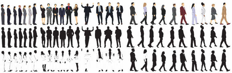 business set businesspeople set silhouette