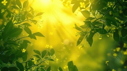 Obraz premium Vibrant Summer Sunshine. Green and yellow gradient blending seamlessly for a joyful and bright background...