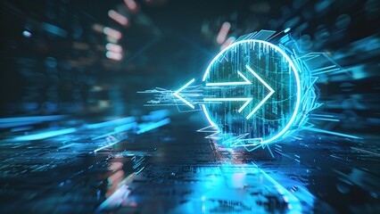 Blue particle arrow abstract graphic dynamic background