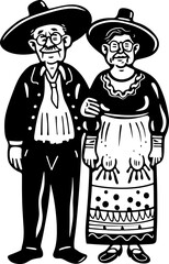 Grandparents silhouette drawing