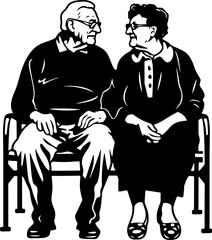 Grandparents silhouette drawing