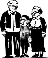 Grandparents silhouette drawing