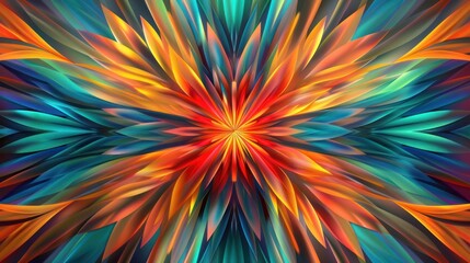 Abstract background. Pattern of color rays and ornament. Vector backdrop templaye.