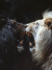 Naklejka premium Couple of lions standing together