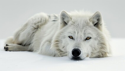 Naklejka premium Arctic Wolf Resting in the Snow