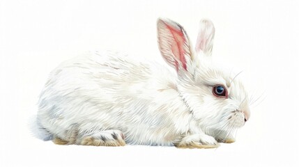 Obraz premium White rabbit with blue eyes