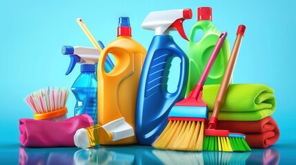 Fresh Start. Cleaning Business Cards with Cleaning Supplies Graphics Concept