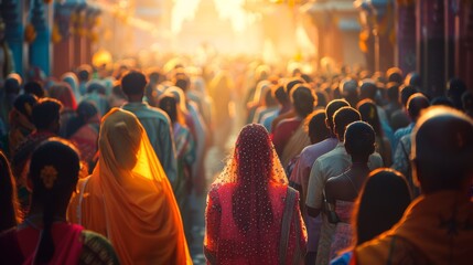 Ceremonial Procession with People Praying