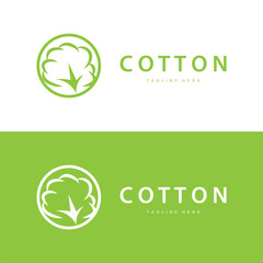 cotton logo design flower soft cotton organic plant textile material clothing illustration template