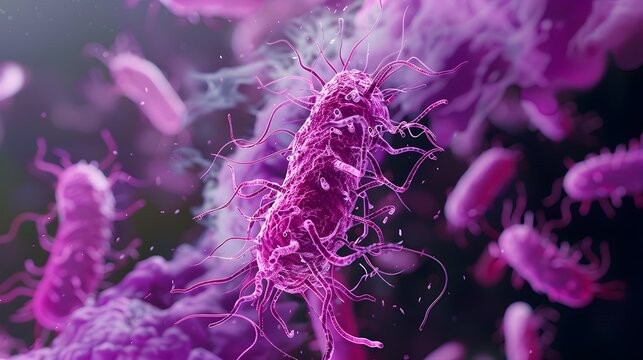 Close up Microscopic View of Clostridium Difficile Bacteria Pathogen Causing Gastrointestinal Infection