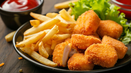 Fototapeta premium chicken nuggets with French fries