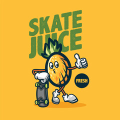 pineapple mascot with groovy illustration style