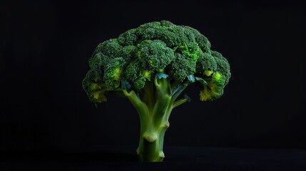 Broccoli Tree on Black Background