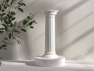 White Pillar with Green Plant