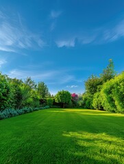 Lush Green Field with Trees