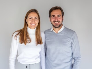 Professional Couple in Formal Attire Smiling. Generative AI.