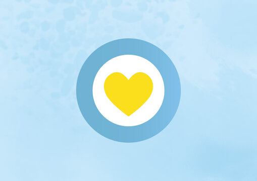 Background web argentina bandera celeste y blanco fiestas patrias con escarapela moderna de coraz&oacute;n amarillo