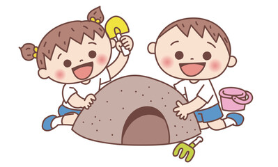 砂場で遊ぶ子どもたち