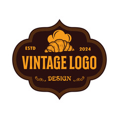 Vintage bakery logo design with cake bakery illustration