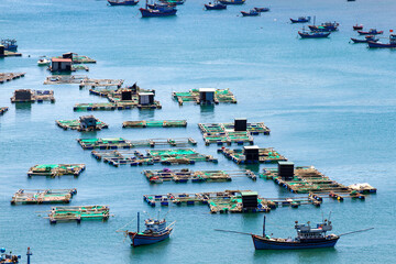 Floating Fish Farms On The Sea In Binh Hung Island Area, Vietnam. © Nguyen Duc Huy 