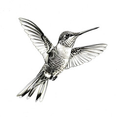 Obraz premium silhouette hummingbird in flight against sky on white