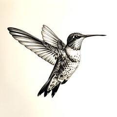 Naklejka premium silhouette hummingbird in flight against sky on white