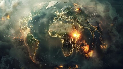 Fototapeta premium Humanitarian Crisis Aftermath of World War III Scenes of Destruction and Resilience