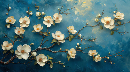 panel wall art, wall decoration, marble background with flowers designs