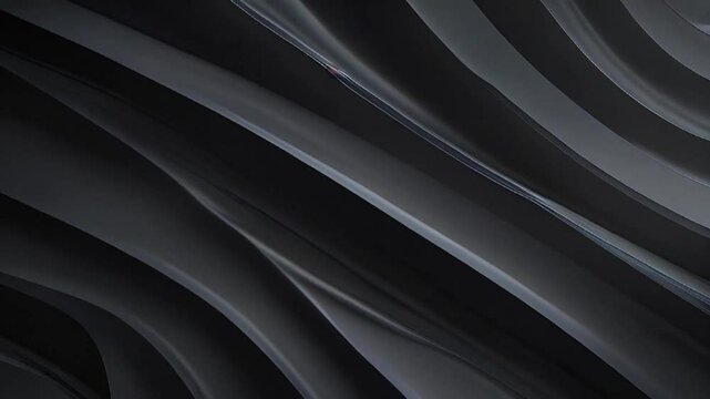 Looped fluid gradient dark gray toned wallpaper 4k video. Creative footage of graphite black gray waves and stripes animated background