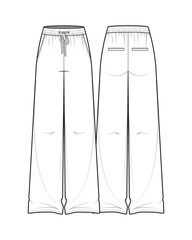 Flare Sweatpants Flat Technical Sketch CAD