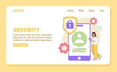 Data security concept banner. Safety and protection. Vector flat illustration.