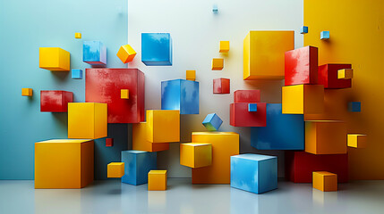 Obraz premium Abstract Geometric Shapes Floating for Modern Design Concepts