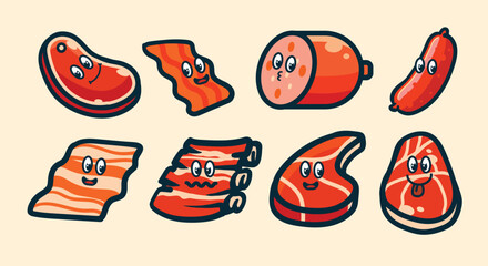 cute meat drawing